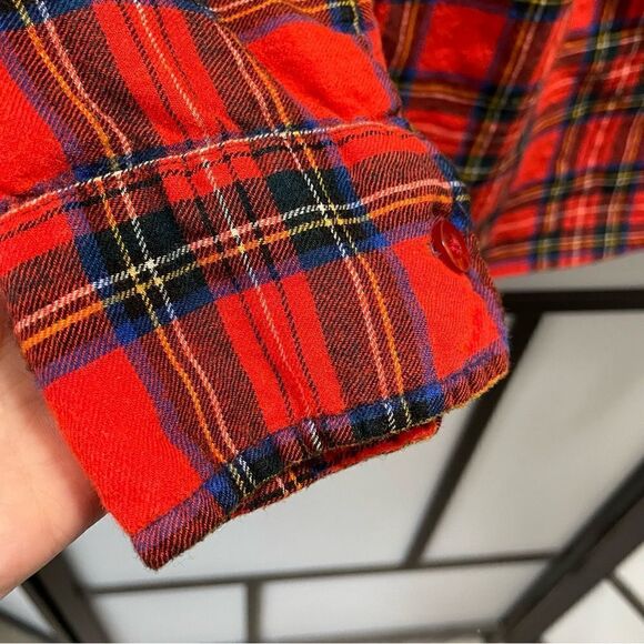 [M] Vintage Women’s Red Black & Yellow Plaid Pattern Casual Button Down Shirt - Picture 11 of 14